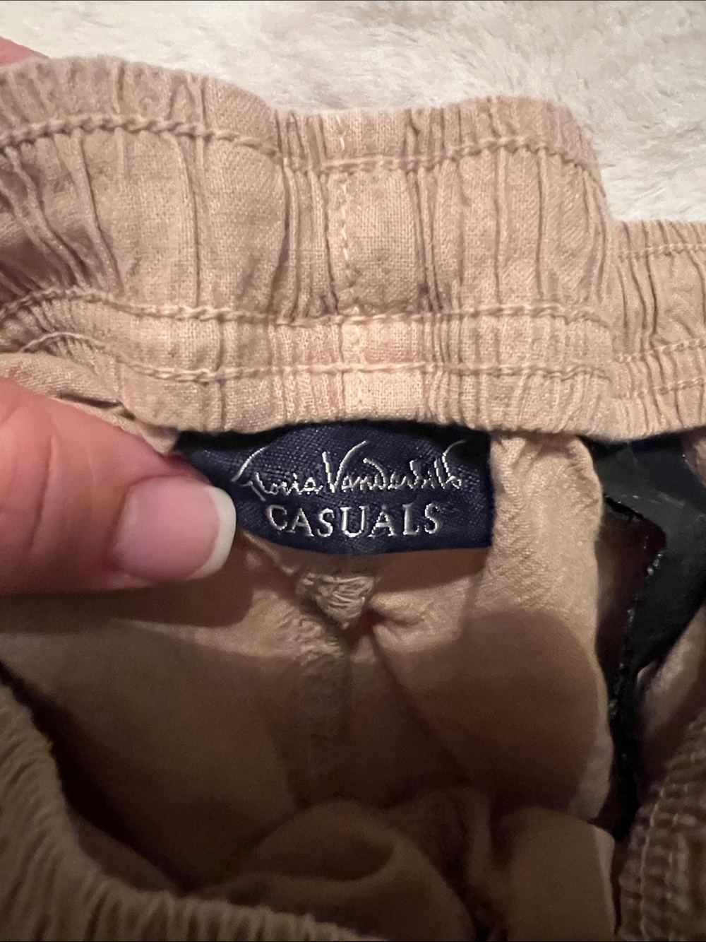 Gloria Vanderbilt  Drawstring Shorts in Light Taupe - Picture 3 of 5
